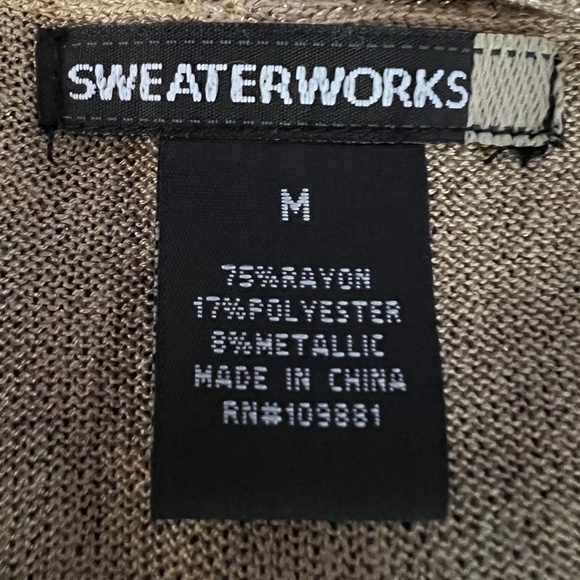 Vintage Sweaterworks Metallic Rayon Open Cardigan Size M - Picture 6 of 6